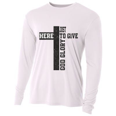 Just Here To Give God Glory Cute Cooling Performance Long Sleeve Crew