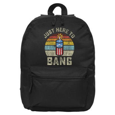 Just Here to Bang Funny 4th of July Fourth of July 16 in Basic Backpack