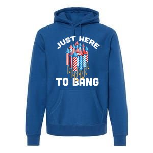 Just Here To Bang 4th Of July Fireworks Funny Fourth Of July Cute Gift Premium Hoodie