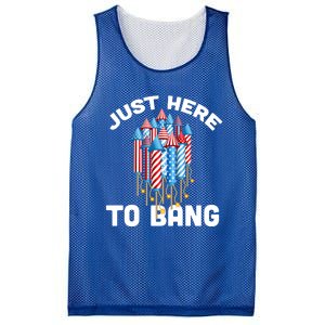 Just Here To Bang 4th Of July Fireworks Funny Fourth Of July Cute Gift Mesh Reversible Basketball Jersey Tank