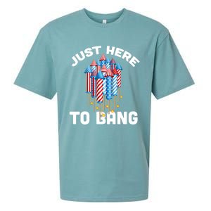 Just Here To Bang 4th Of July Fireworks Funny Fourth Of July Cute Gift Sueded Cloud Jersey T-Shirt