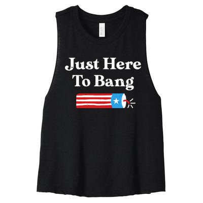 Just Here To Bang 4th Of July Women's Racerback Cropped Tank