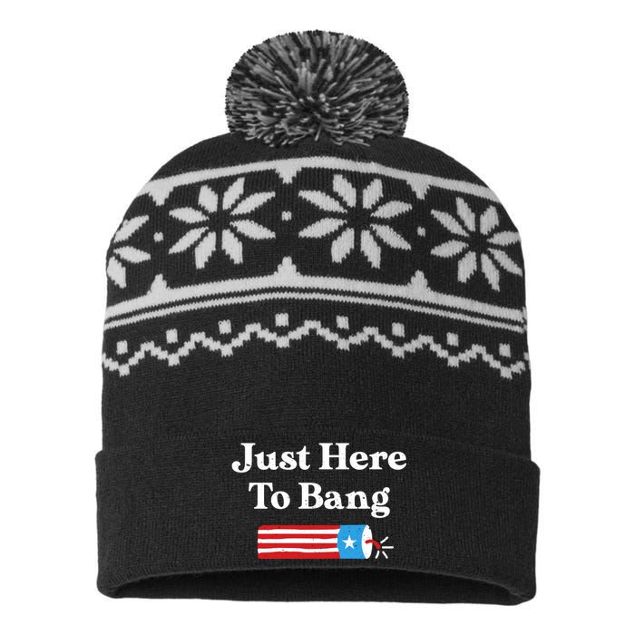 Just Here To Bang 4th Of July USA-Made Snowflake Beanie