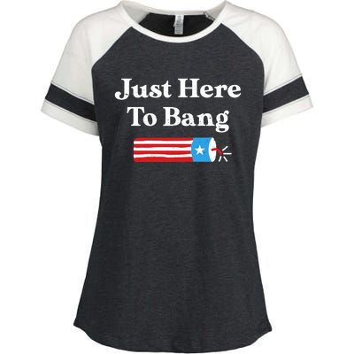 Just Here To Bang 4th Of July Enza Ladies Jersey Colorblock Tee