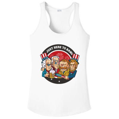 Just Here To Bang American Presidents Ladies PosiCharge Competitor Racerback Tank