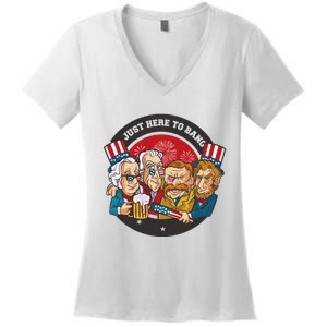 Just Here To Bang American Presidents Women's V-Neck T-Shirt