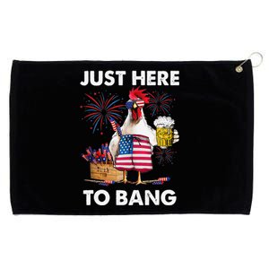 Just Here To Bang USA Flag Funny 4th Of July Chicken Beer Grommeted Golf Towel