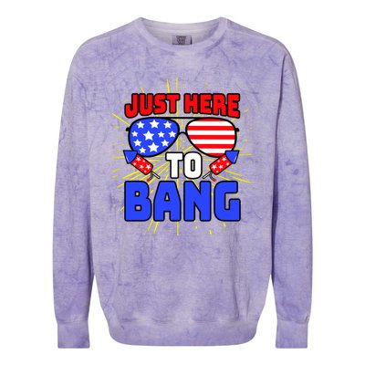 Just Here To Bang Funny 4th Of July USA Merica America Colorblast Crewneck Sweatshirt