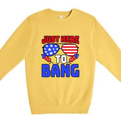 Just Here To Bang Funny 4th Of July USA Merica America Premium Crewneck Sweatshirt