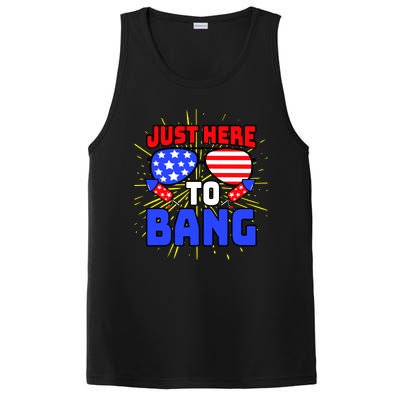 Just Here To Bang Funny 4th Of July USA Merica America PosiCharge Competitor Tank