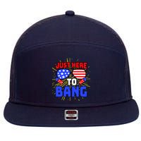 Just Here To Bang Funny 4th Of July USA Merica America 7 Panel Mesh Trucker Snapback Hat