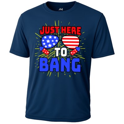Just Here To Bang Funny 4th Of July USA Merica America Performance Shirt