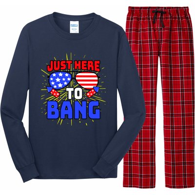 Just Here To Bang Funny 4th Of July USA Merica America Long Sleeve Pajama Set