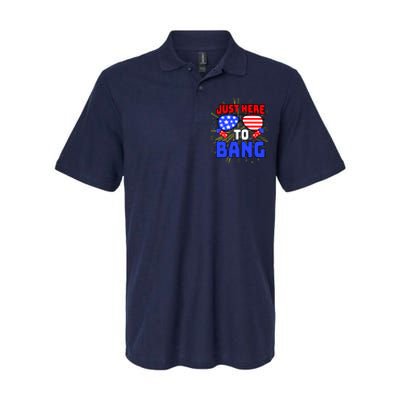 Just Here To Bang Funny 4th Of July USA Merica America Softstyle Adult Sport Polo