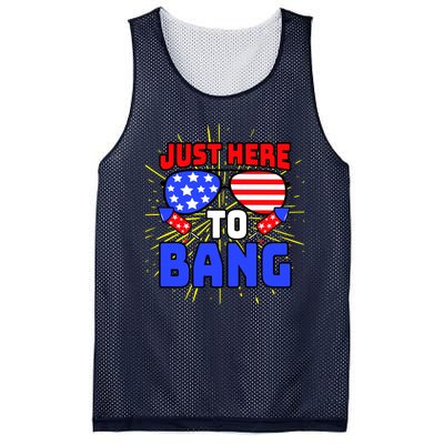 Just Here To Bang Funny 4th Of July USA Merica America Mesh Reversible Basketball Jersey Tank