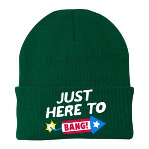 Just Here To Bang Funny Fireworks 4th Of July Fourth Of July Knit Cap Winter Beanie