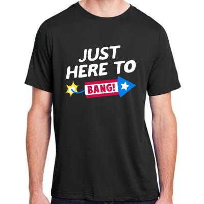 Just Here To Bang Funny Fireworks 4th Of July Fourth Of July Adult ChromaSoft Performance T-Shirt