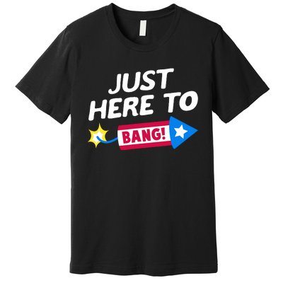 Just Here To Bang Funny Fireworks 4th Of July Fourth Of July Premium T-Shirt