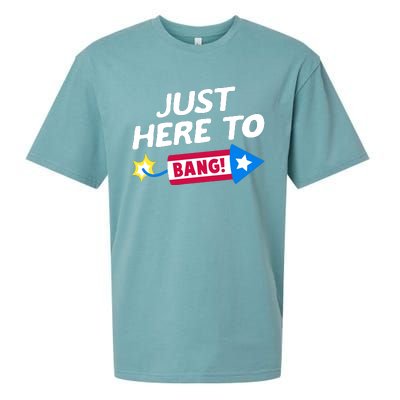 Just Here To Bang Funny Fireworks 4th Of July Fourth Of July Sueded Cloud Jersey T-Shirt