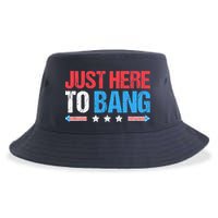 Just Here To Bang Funny Fireworks 4th Of July Sustainable Bucket Hat