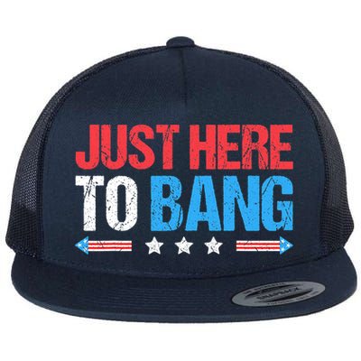 Just Here To Bang Funny Fireworks 4th Of July Flatbill Hat