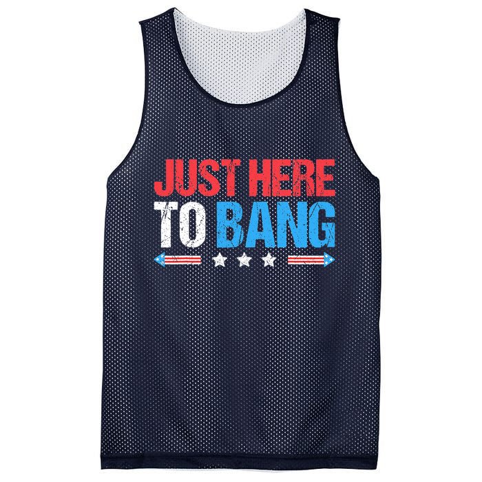 Just Here To Bang Funny Fireworks 4th Of July Mesh Reversible Basketball Jersey Tank