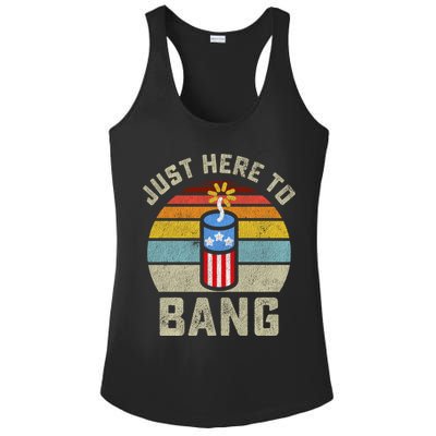 Just Here To Bang Funny 4th Of July Fourth Of July Men Women Ladies PosiCharge Competitor Racerback Tank