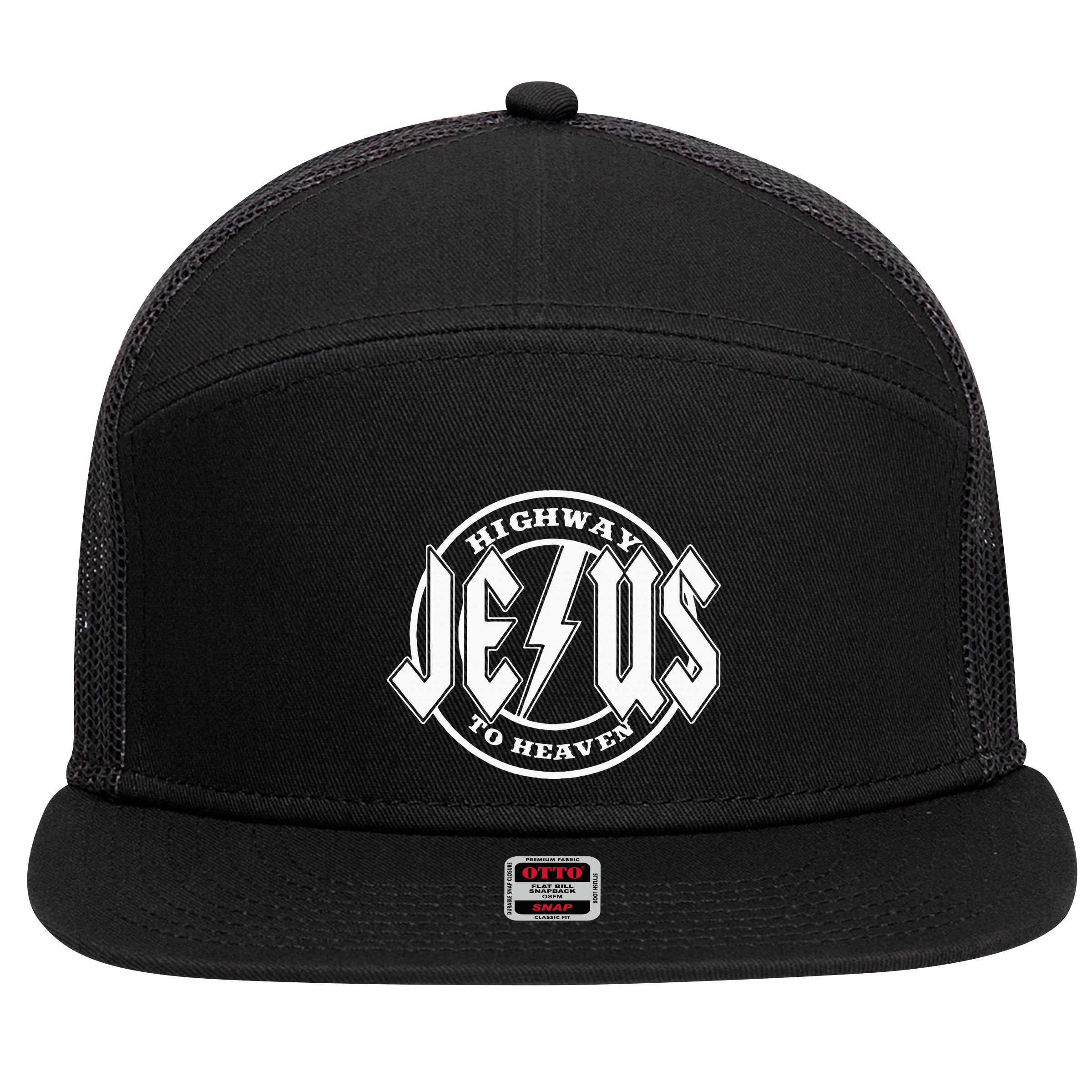 Jesus Highway To Heaven Pray Catholic Faith Based 7 Panel Mesh Trucker Snapback Hat