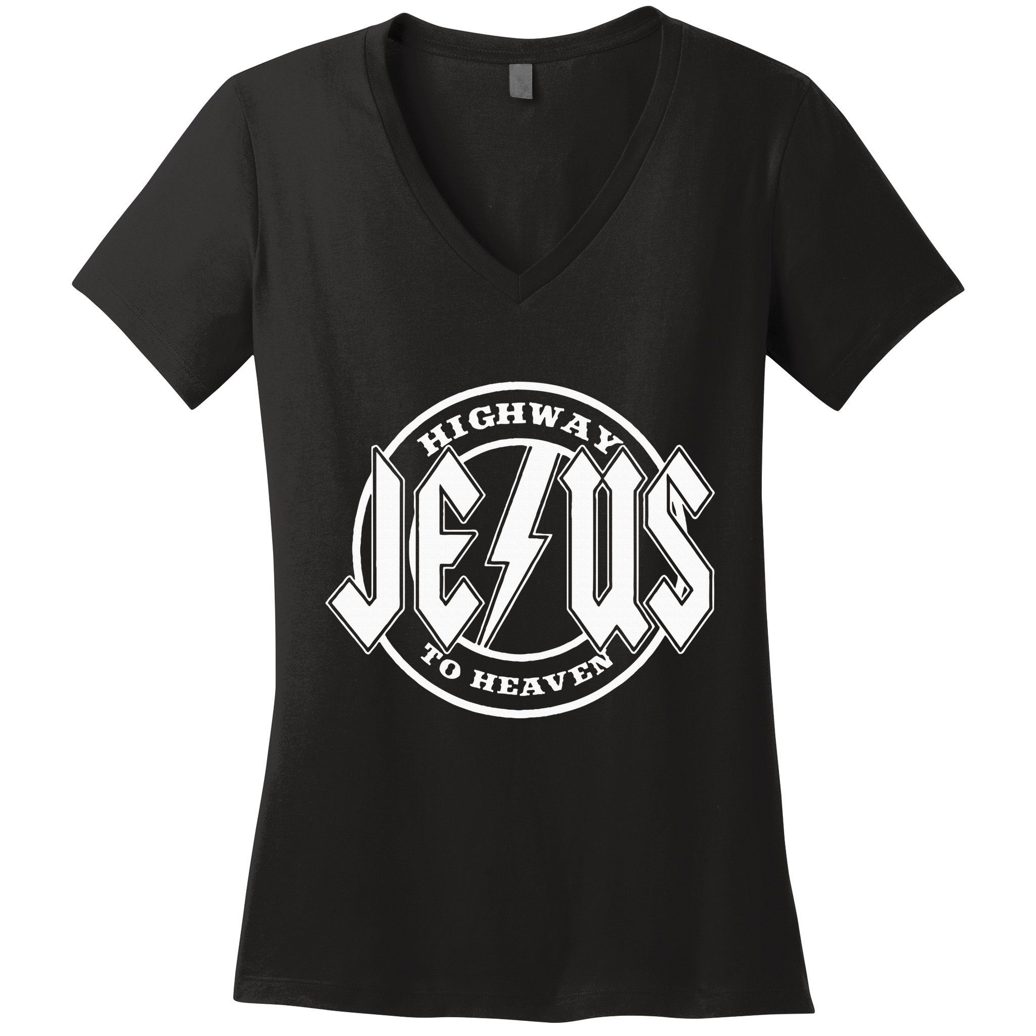 Jesus Highway To Heaven Pray Catholic Faith Based Women's V-Neck T-Shirt