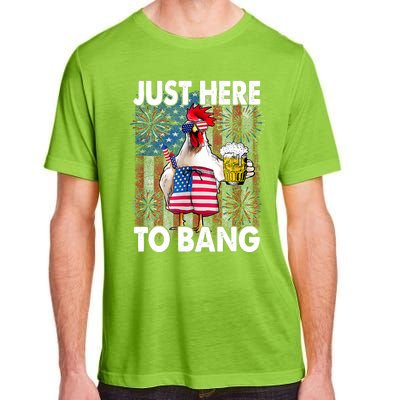 Just Here To Bang Chicken 4th Of July US Flag Firecrackers Adult ChromaSoft Performance T-Shirt