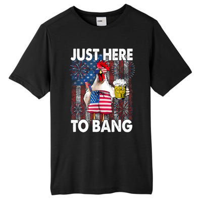 Just Here To Bang Chicken 4th Of July US Flag Firecrackers Tall Fusion ChromaSoft Performance T-Shirt