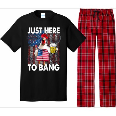 Just Here To Bang Chicken 4th Of July US Flag Firecrackers Pajama Set