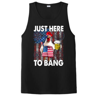 Just Here To Bang Chicken 4th Of July US Flag Firecrackers PosiCharge Competitor Tank