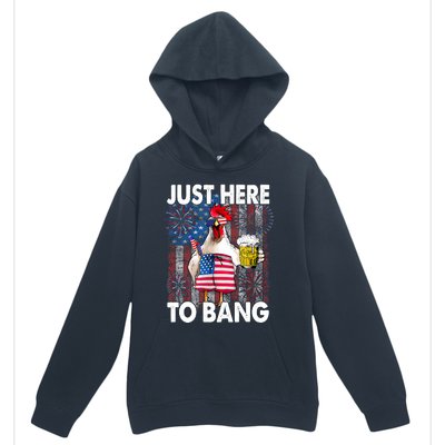 Just Here To Bang Chicken 4th Of July US Flag Firecrackers Urban Pullover Hoodie