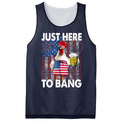 Just Here To Bang Chicken 4th Of July US Flag Firecrackers Mesh Reversible Basketball Jersey Tank