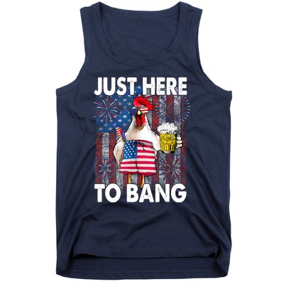 Just Here To Bang Chicken 4th Of July US Flag Firecrackers Tank Top