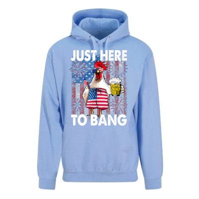 Just Here To Bang Chicken 4th Of July US Flag Firecrackers Unisex Surf Hoodie