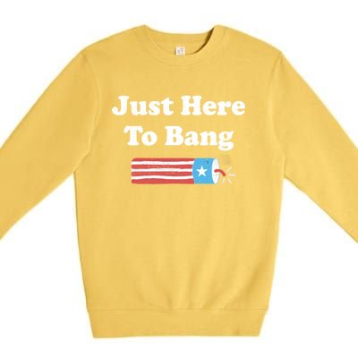 Just Here To Bang Funny Fourth Of July 4th Of July Premium Crewneck Sweatshirt