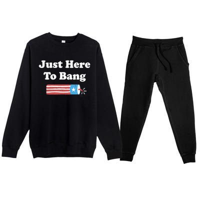 Just Here To Bang Funny Fourth Of July 4th Of July Premium Crewneck Sweatsuit Set