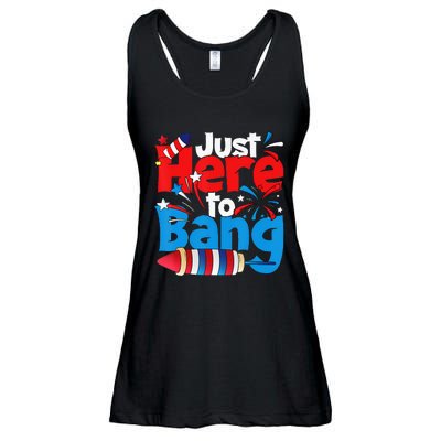 Just Here To Bang 4th Of July Independence Day Patriotic Ladies Essential Flowy Tank