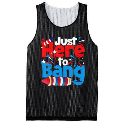 Just Here To Bang 4th Of July Independence Day Patriotic Mesh Reversible Basketball Jersey Tank