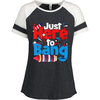 Just Here To Bang 4th Of July Independence Day Patriotic Enza Ladies Jersey Colorblock Tee