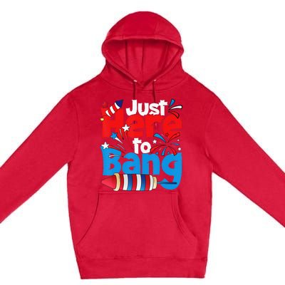 Just Here To Bang 4th Of July Independence Day Patriotic Premium Pullover Hoodie