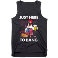 Just Here To Bang USA Flag Funny 4th Of July Chicken Beer Tank Top