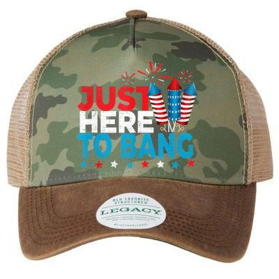 Just Here To Bang Shirt Red White Blue 4th Of July Fireworks Legacy Tie Dye Trucker Hat