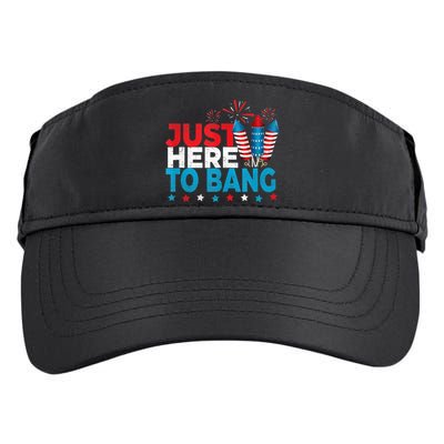 Just Here To Bang Shirt Red White Blue 4th Of July Fireworks Adult Drive Performance Visor