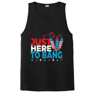 Just Here To Bang Shirt Red White Blue 4th Of July Fireworks PosiCharge Competitor Tank
