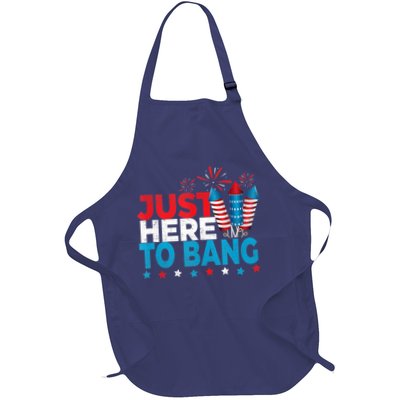 Just Here To Bang Shirt Red White Blue 4th Of July Fireworks Apron