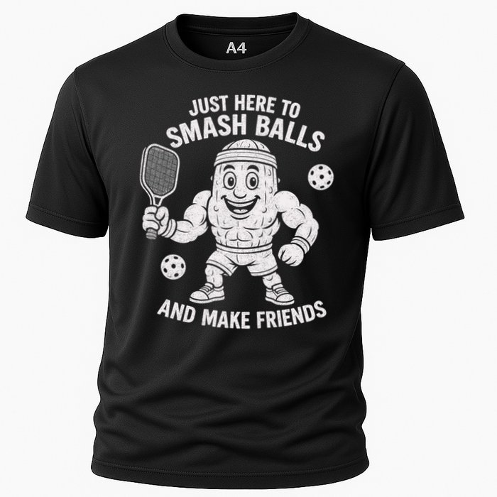 Just Here To Smash Balls And Make Friends Funny Pickleball Cooling Performance Crew T-Shirt