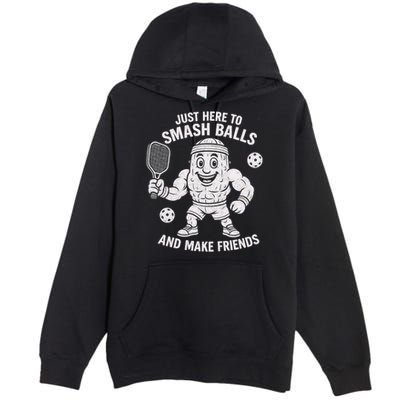 Just Here To Smash Balls And Make Friends Funny Pickleball Premium Pullover Hoodie